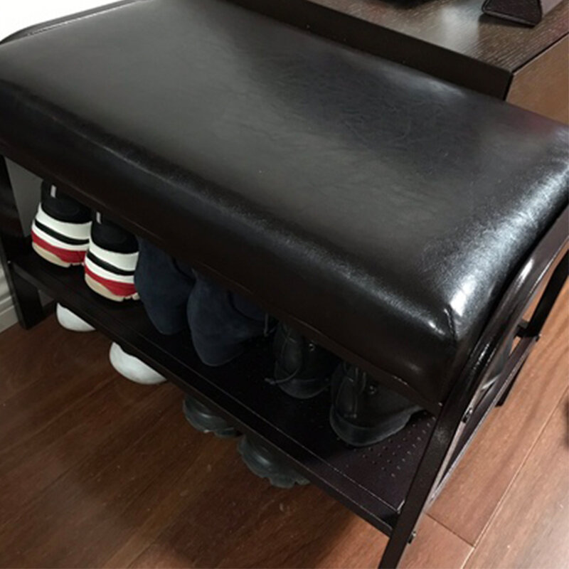 Przedpokój stołek na buty vestibulel ławka do przechowywania stojak na podnóżek stołek otomana żelazna rama PU poduszka meble do salonu