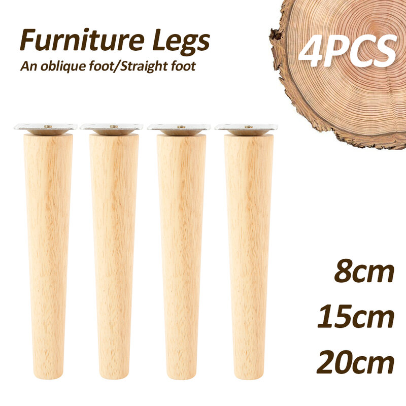 Pies de repuesto de madera maciza para muebles, patas inclinadas para sofá cama, armario, mesa y silla, envío directo, 4 Uds.