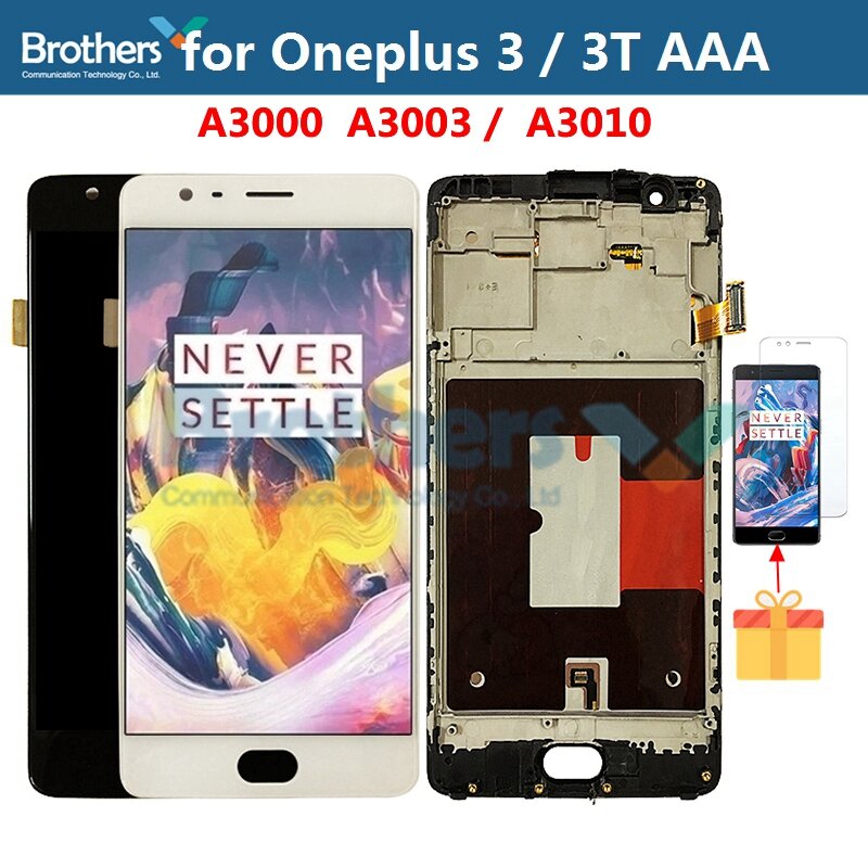 ل Oneplus 3t A3000 A3010 LCD شاشة عرض ل Oneplus3 Oneplus3T محول الأرقام بشاشة تعمل بلمس مع الإطار TFT شاشة الجمعية 1 + 3