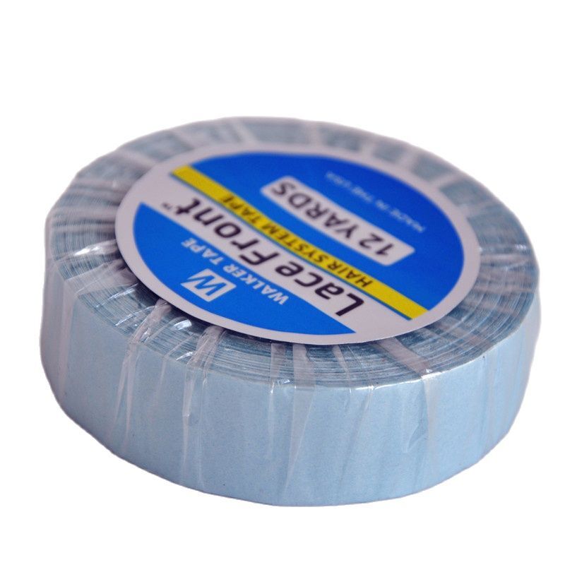 Cinta frontal de encaje azul de 1,9 cm x 12 yardas, cinta adhesiva de doble cara para extensión de cabello/Peluca de encaje/tupé