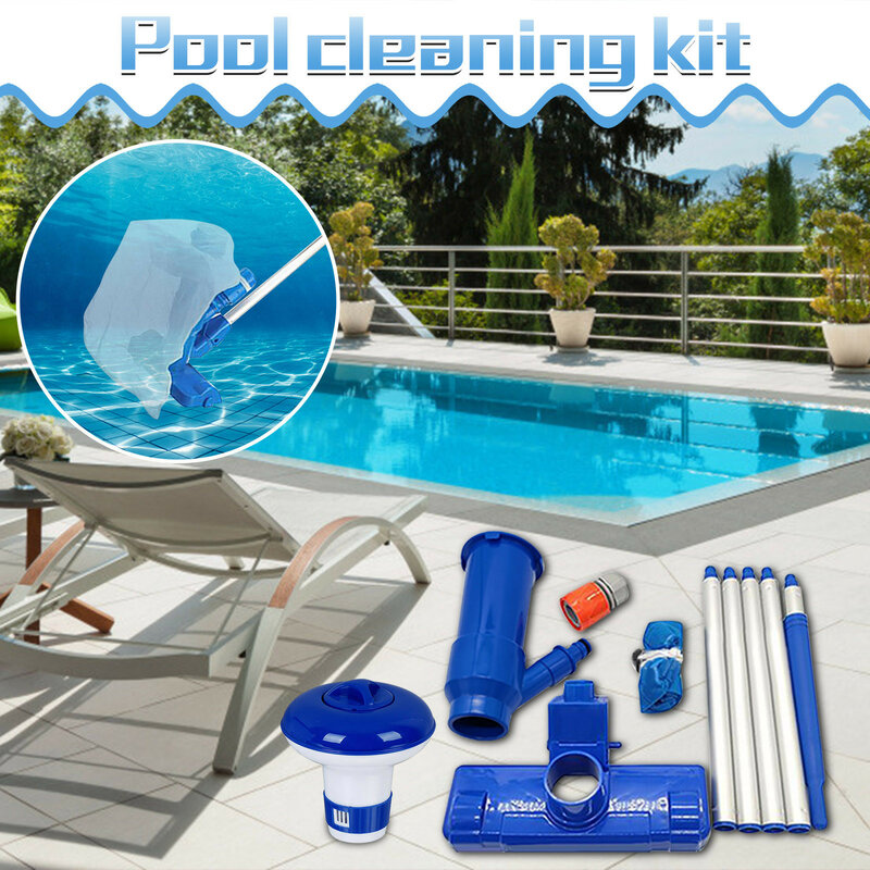 Piscina portátil aspirador de pó para limpiafondos piscina piscina piscina acessórios com 5 seção pólo à terra spas lagoas