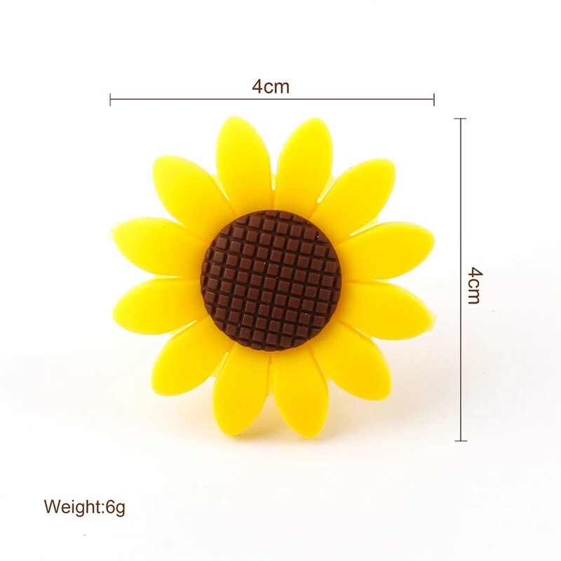 Silicone  Sunflower Beads 50pcs/lot Food Grade Soft Chew Silicone Helianth Teething Beads For DIY Pacifiers Clip Teether