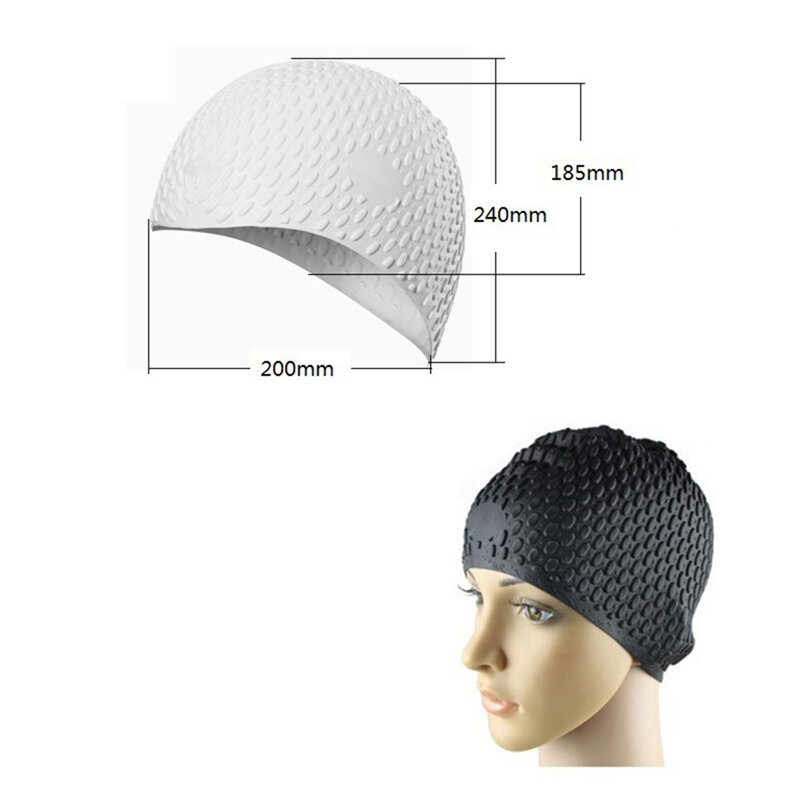 男性と女性のための3Dシリコン弾性水泳帽,長い髪のカバー,耳の骨,大人のキャップ