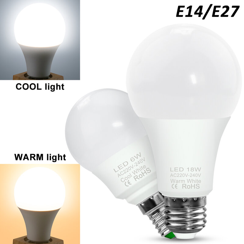Ampoule LED E27, lampe halogène, Spot, E14, 220V, 3, 6, 9, 12, 15, 18, 20W, projecteur, lustre, bougie, 2835