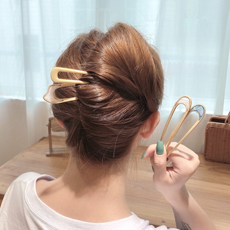 1Pcs Japan Haar Sticks Vrouwen Haarspeld Eenvoud Kleurrijke U Vorm Meisjes Haarspelden Haar Sticks Haar Accessoires Hoofddeksels 2022 Nieuwe