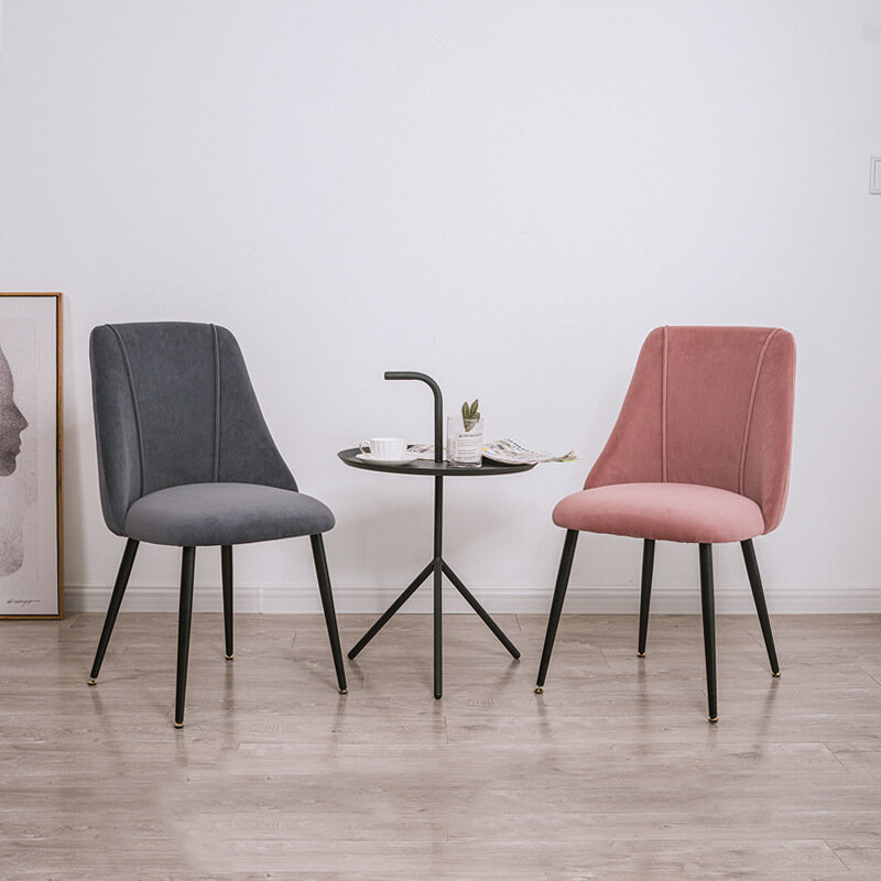 Cadeira de jantar moderna tecido estofado acento cadeira sala de estar design simples sem braços cadeiras laterais cadeira de cozinha com pernas de metal