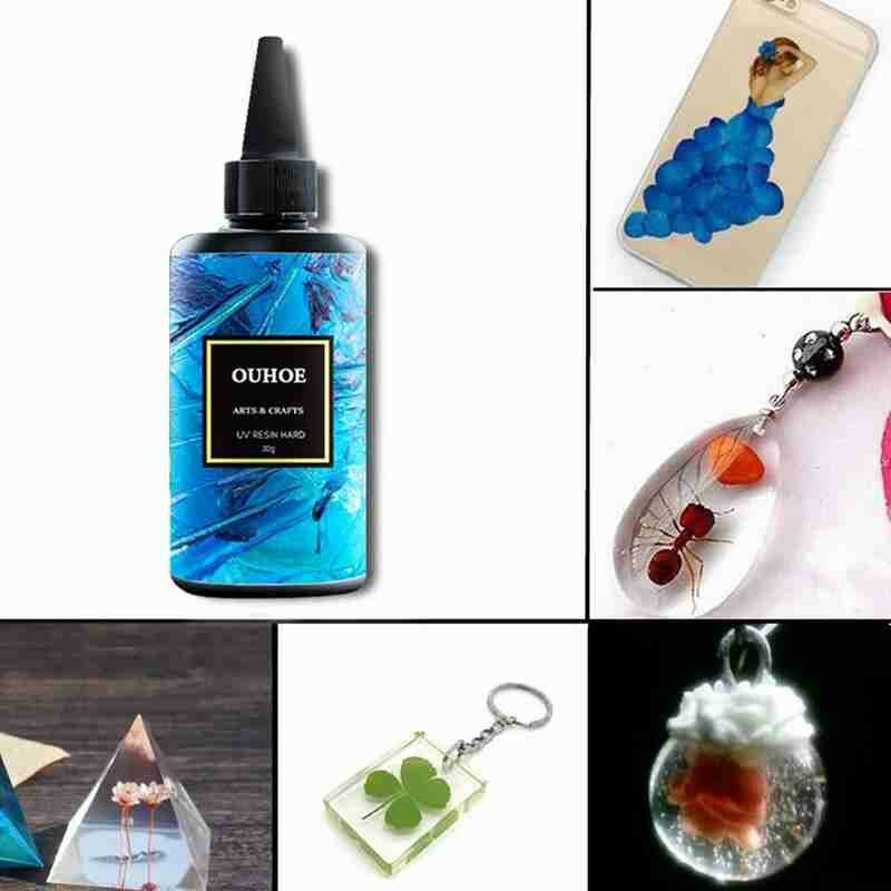 UV Resin Hard  Curing Resin jewelry making Cure Sunlight Crafts Transparent Clear As Water UV Resin Hard Water 30/100/200g