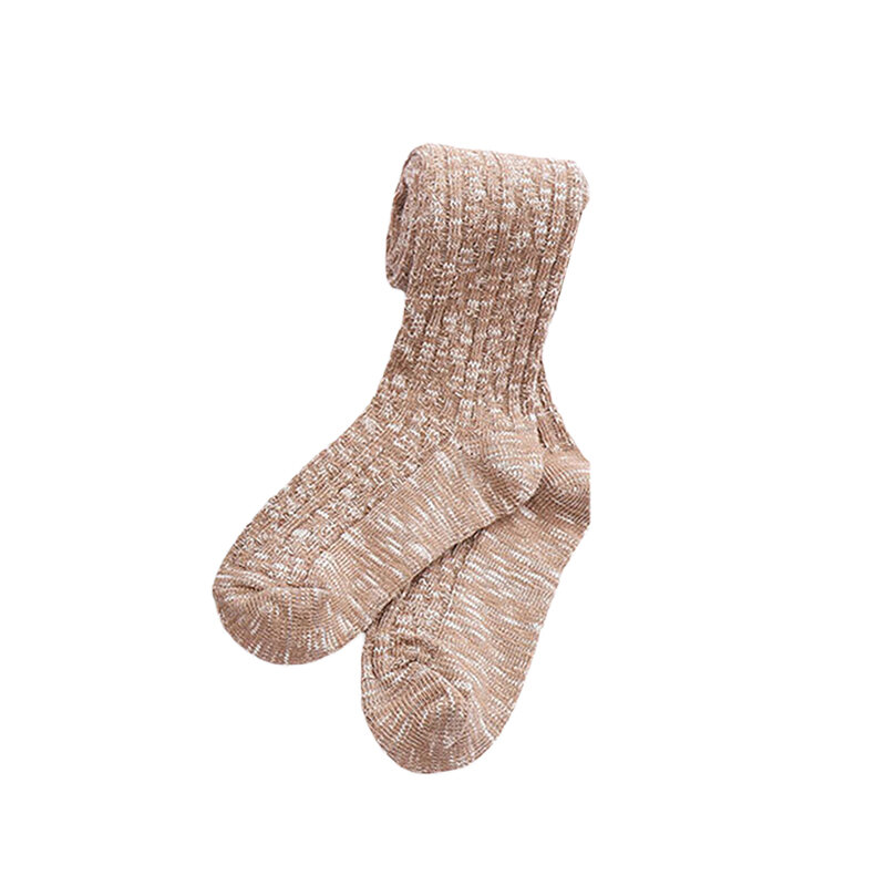 Female Knee-High Socks Contrast Color Long Tube Socks Knitted Stocking for Autumn Winter Warm Socks Knee Socks