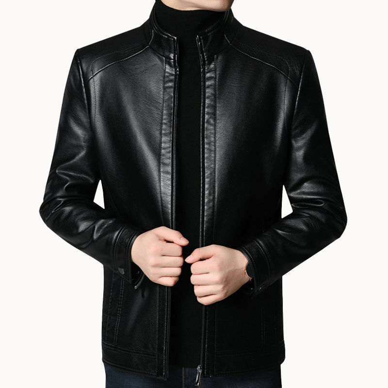 Jaket Pria 2021 Baru Musim Semi Musim Gugur Jaket Kulit Lembut untuk Pria Pakaian Lengan Panjang Mantel Mode Gaya Korea Pakaian Tipis