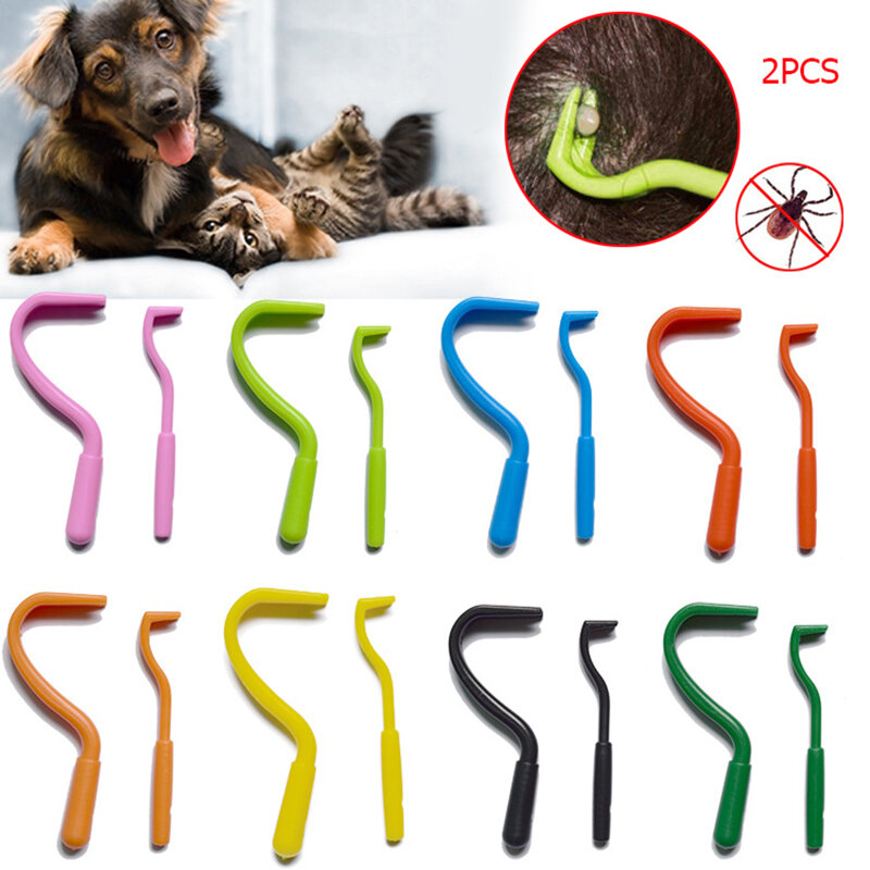 ใหม่2Pcs Dog Cat Puller แมลงสัตว์เลี้ยงทำความสะอาด Grooming Combs Hook หมัด Remover คลิปม้าสัตว์ Tick Tweezer Scratching อุปกรณ์