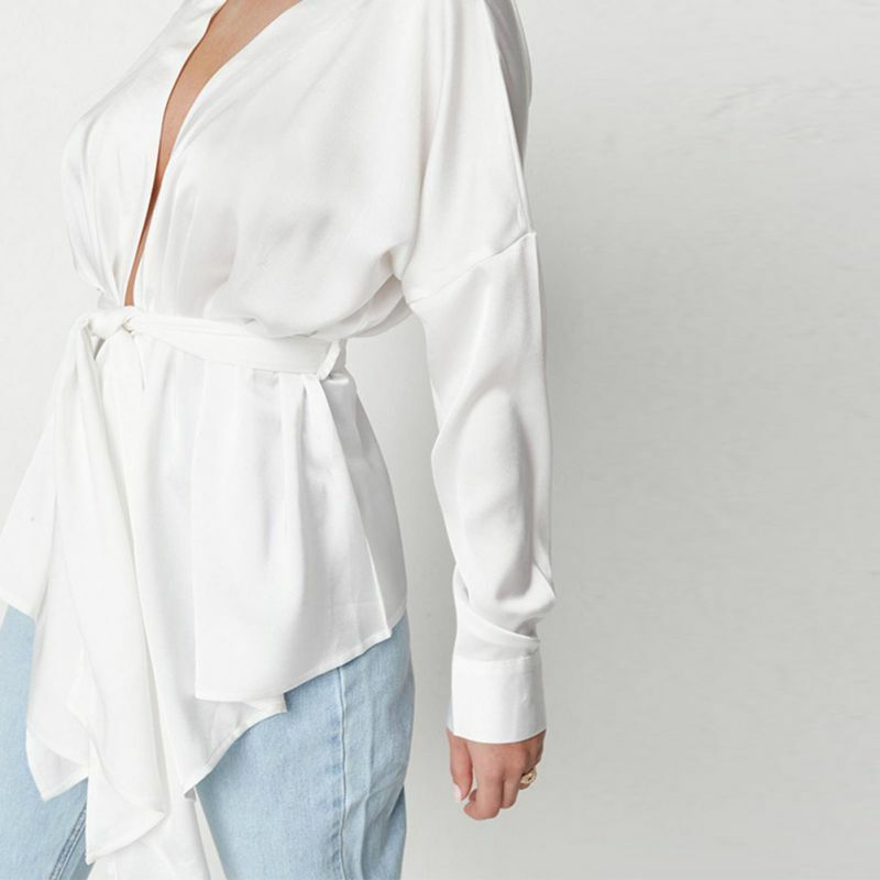 Женские Элегантные белые блузки EFINNY, блузки с длинным рукавом, женский летний осенний Топ, женские элегантные топы
