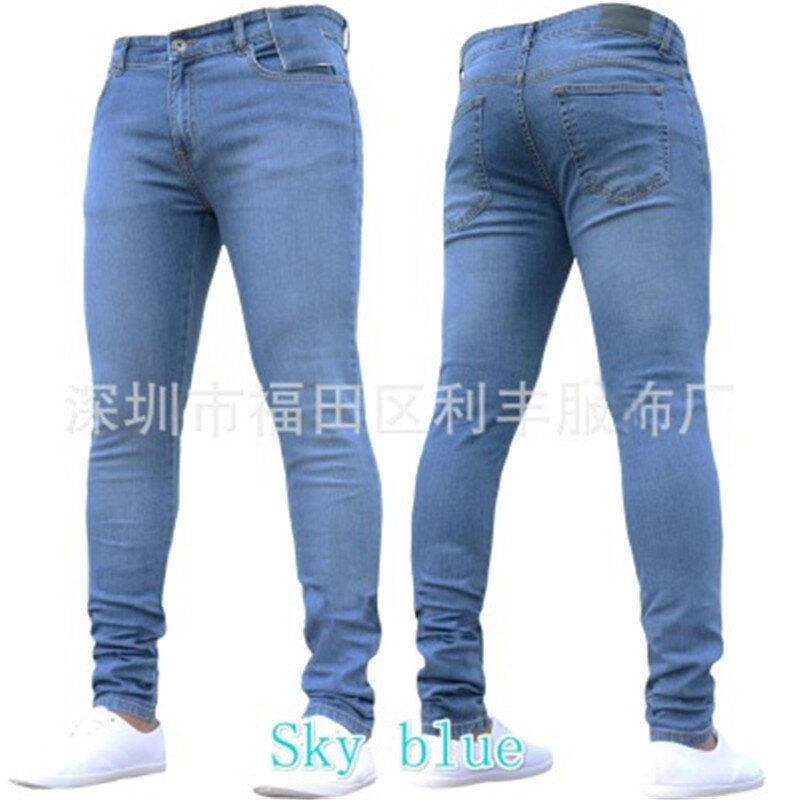 Jeans Men 2021 Skinny Mens Sexy fashion elastyczne spodnie jeansowe wiosna cienka prosta dżinsy rurki długie spodnie męskie