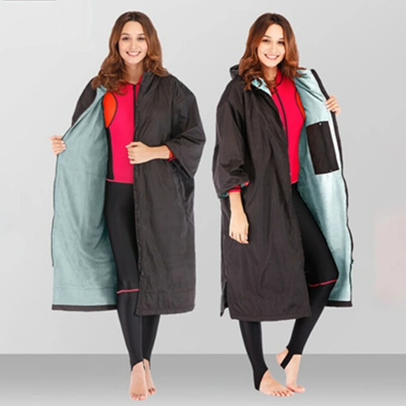 Robe sèche imperméable à capuche, poncho, costume humide, avec doublure en microfibre, serviette éponge