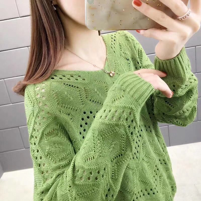 Pull tricoté creux pour femme, chandail d'automne, léger, ample, vêtement d'extérieur, hauts, collection 2021