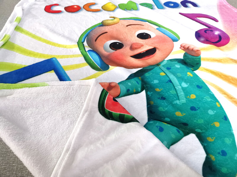 Cartoon Kids Coco melon Blanket JJ 3D Printing Flannel Blankets Bed Sheet Nap Quilt Cover Beddings CoCo Melon Carpet Kids Gifts
