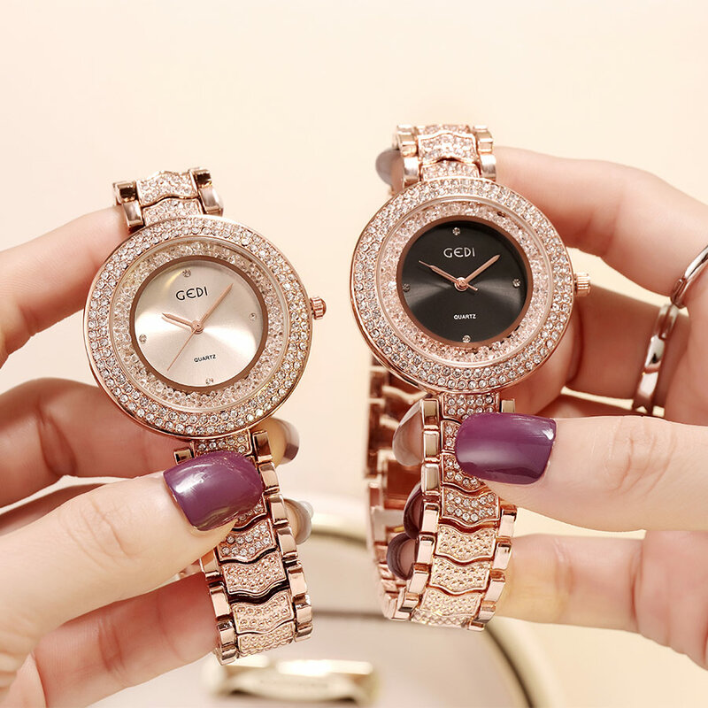 Reloj femininos feminino caixa de relógio conjunto marca luxo strass senhoras relógio moda feminina relógio de pulso feminino