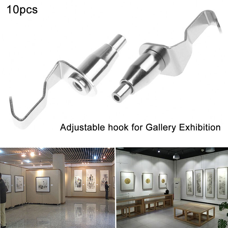 10 pçs pintura gancho expositor cabide de metal ajustável wirerope imagem pendurado galeria de arte exposição acessório rolamento forte