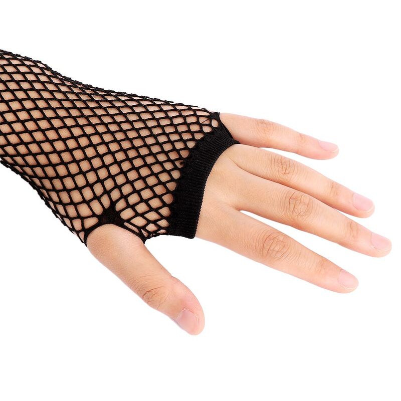 ใหม่แฟชั่นนีออน Fishnet Fingerless ถุงมือยาวขาแขน Party แฟนซีชุดสำหรับสตรีสวยเซ็กซี่แขนอุ่น