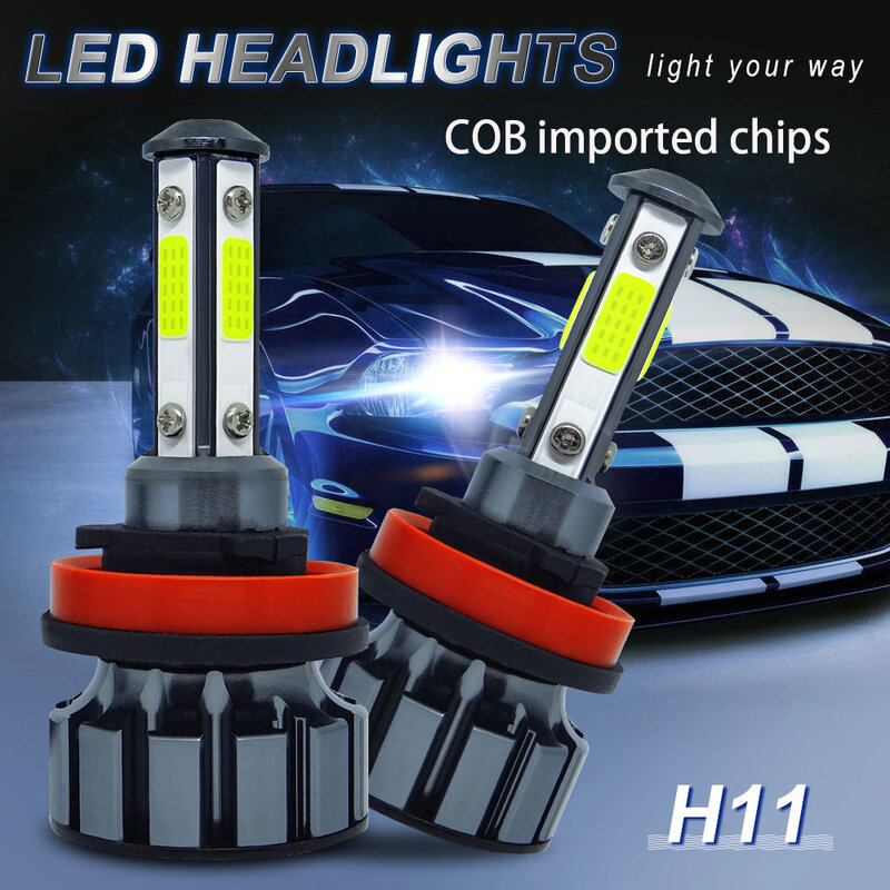 Bombillas LED para faros delanteros de coche, bombillas COB de 4 lados, 360 K, blanco, 2 piezas, 9005 grados, 16000LM, 88W, H7, H11, 9006, HB4, 5202, 9012, 6000, H8, V5