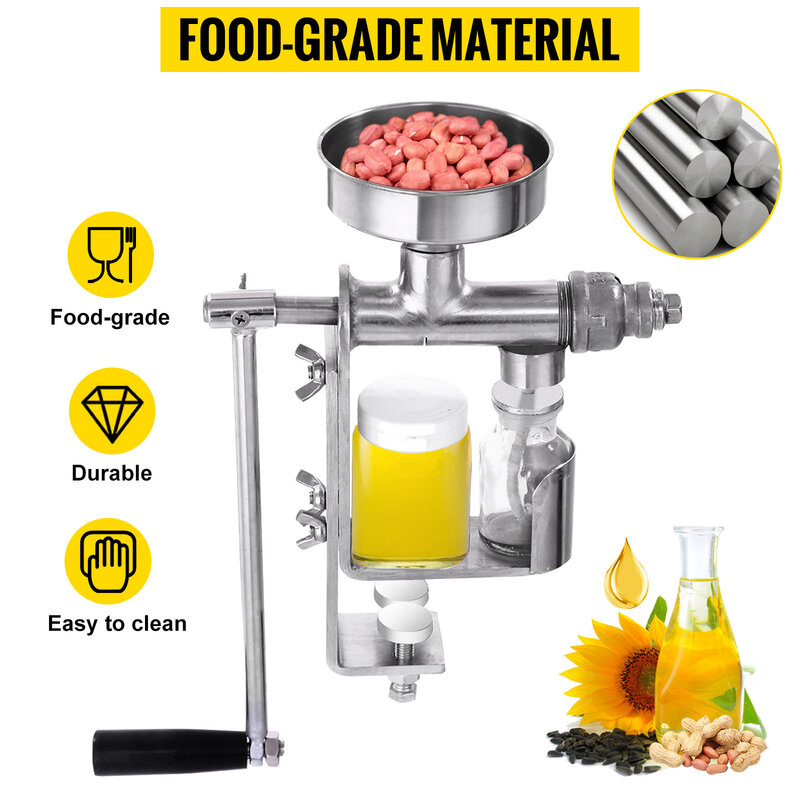 VEVOR Manual Oil Press Machine for DIY Seed Nut Peanut Oil Expeller Extractor Household Cold Oil Extractor 304 Stainless Steel