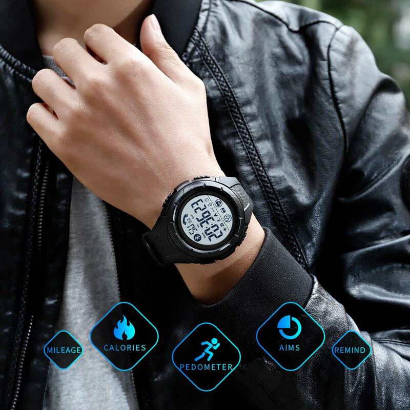 Skmei-relógio digital multifuncional, para esportes ao ar livre, pedômetro, à prova d'água, lembrete, led, digital, relógio, para ios e android