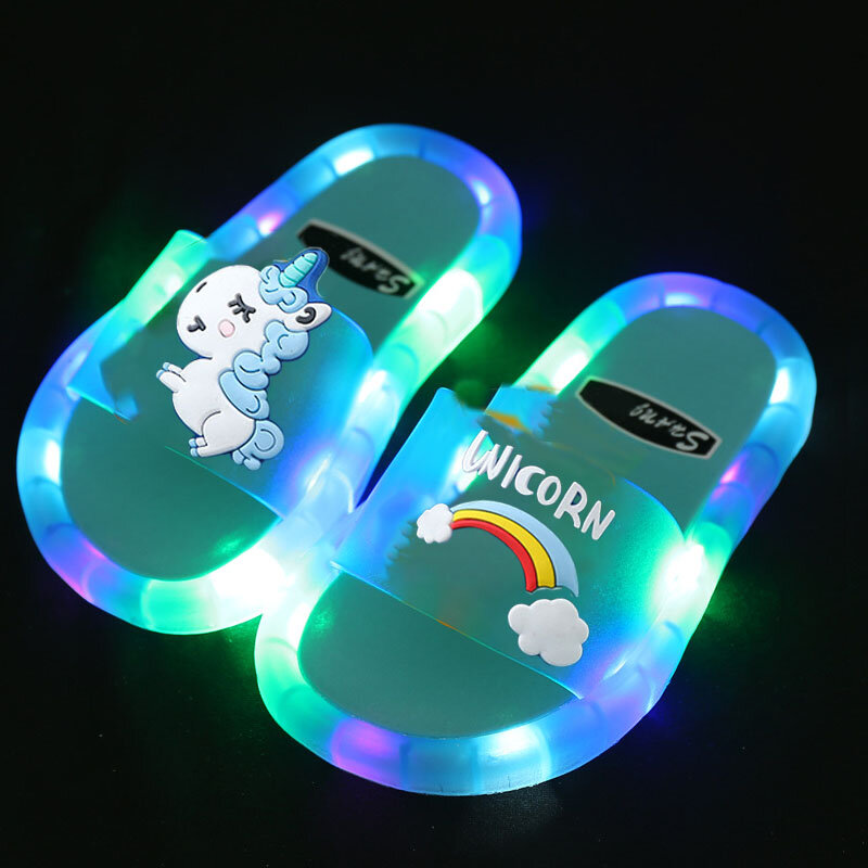 2021 Girl Slippers Children LED Kids Slippers Baby Bathroom Sandals Kids Shoes for Girl Boys Light Up Shoes Toddler