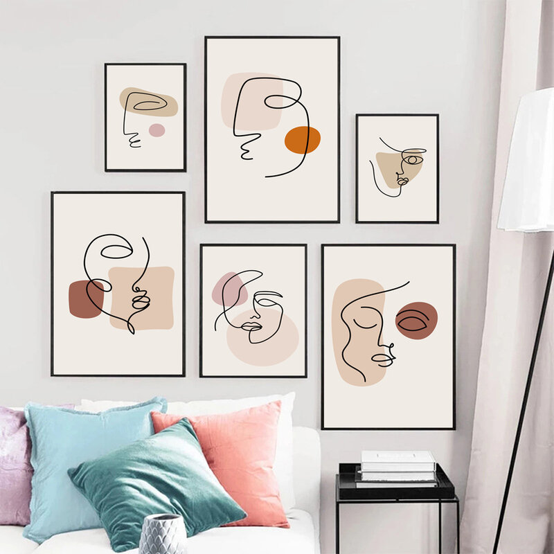 Affiche de visage en toile Matisse, art abstrait nordique, lignes minimalistes, peinture sur toile, bureau, salon, couloir, décoration murale de la maison