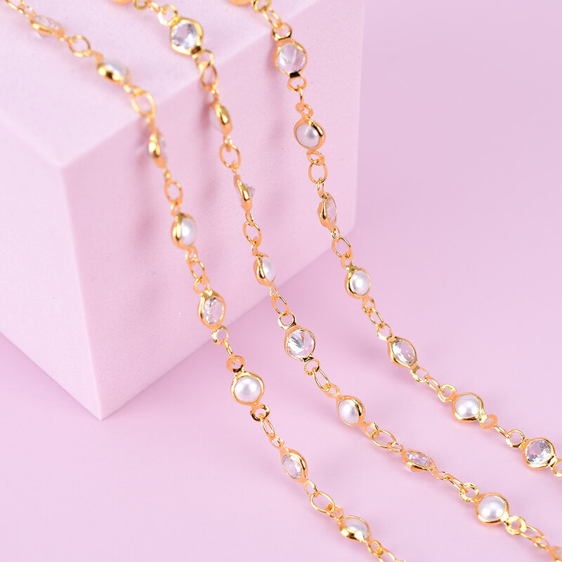 1個/ゴールドダイヤモンドチェーン50センチメートル女性のブレスレット18 18k真珠テニスブレスレット女性のゴールドハートブレスレット真珠のブレスレット