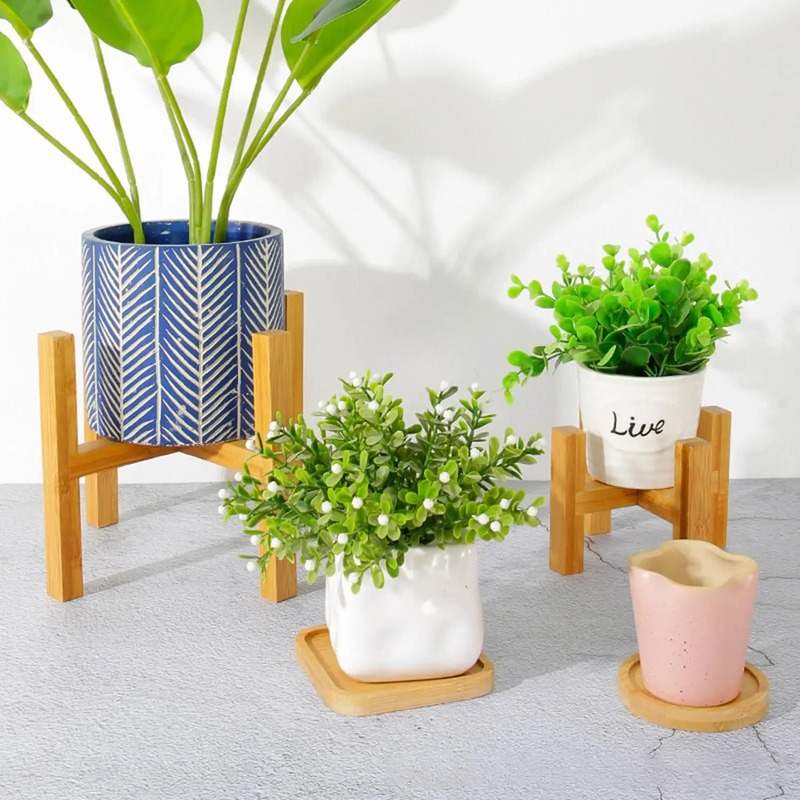 植木鉢や植物用の装飾的な木製サポート,耐久性のあるサポート,家の装飾,バルコニーの家具