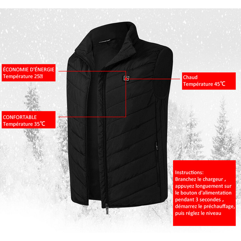 Elektryczna kamizelka grzewcza zimowa kurtka ocieplana regulacja temperatury USB ciepła odzież dla Camping piesze wycieczki polowanie jazda konna Golf