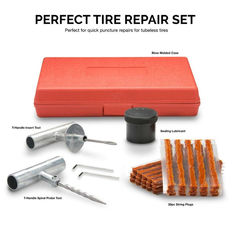 Kit de reparación de neumáticos para coche, furgoneta, motocicleta, herramientas de reparación de neumáticos de emergencia, resistente, Kit de reparación de pinchazos de neumático sin cámara