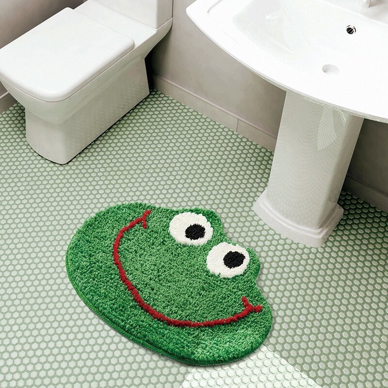 Little Frog-alfombra nórdica antideslizante para baño, tapete anticaída para el hogar, puerta de baño, pequeña y esponjosa
