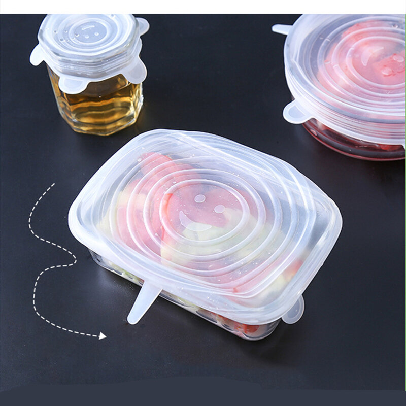 Tapas elásticas de silicona reutilizables, cubiertas herméticas para envolver alimentos, mantener el bol fresco sellado, utensilios de cocina
