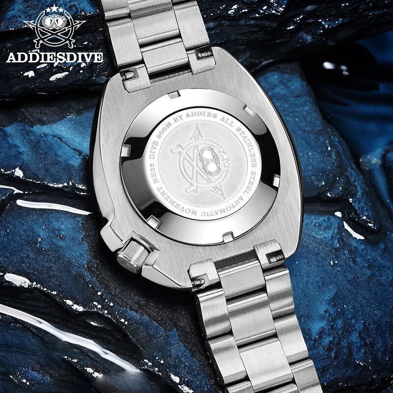 ADDIES Abalone-ساعة أوتوماتيكية للرجال NH35 ، غوص 200 متر ، مقاومة للماء ، كريستال ياقوتي ، ستانلس ستيل ، ميكانيكية