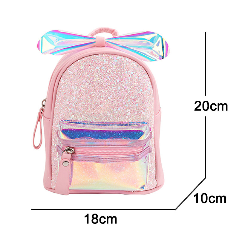 Mochilas láser de moda para niños y niñas, mochilas escolares con orejas de conejo, Mini bolsas con cremallera, de cuero
