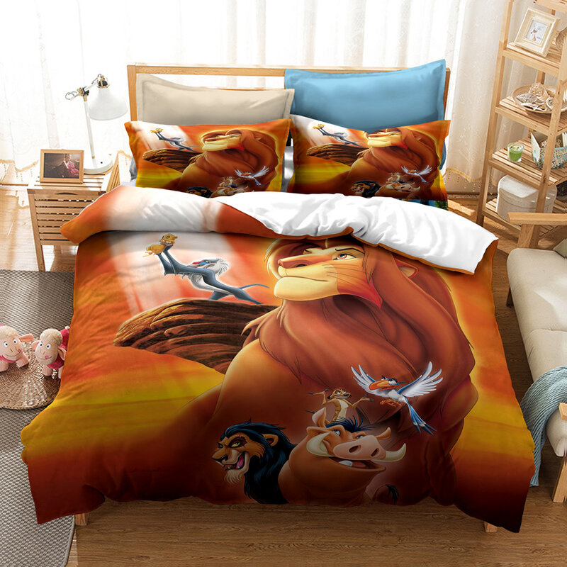 Disney Der König Der Löwen Bettwäsche Set Home Textile Quilt Abdeckung und Kissen Tröster Bettwäsche-sets Luxus Voller Größe Bett Set