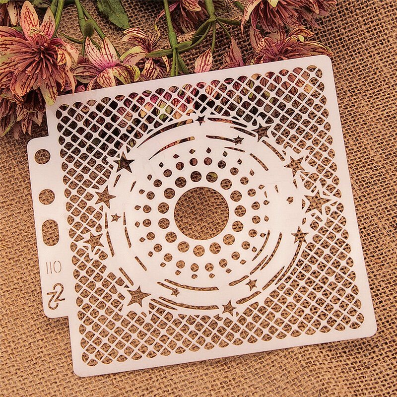 14*13ซม.Lotusพลาสติกแม่พิมพ์Shield DIYเค้กScrapbook Stencils Hollow Embellishmentsพิมพ์ลูกไม้ไม้บรรทัดฝาครอบTemplat