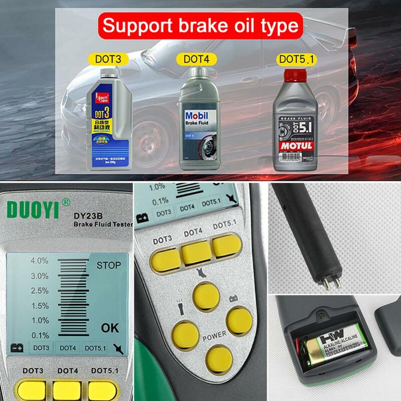 DUOYI Auto Brake Fluid Tester DY23/DY23B Test Accurato Automotive Brake Fluid Contenuto di Acqua di Controllo Universale di Qualità Olio DOT 3/4/5