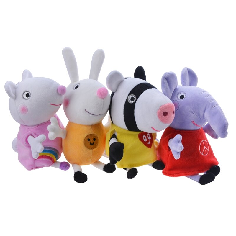 Tout nouveau 19 cm Peppa cochon jouets George Pig ami de la famille en peluche poupées jouer maison jouets pour les cadeaux d'anniversaire des enfants