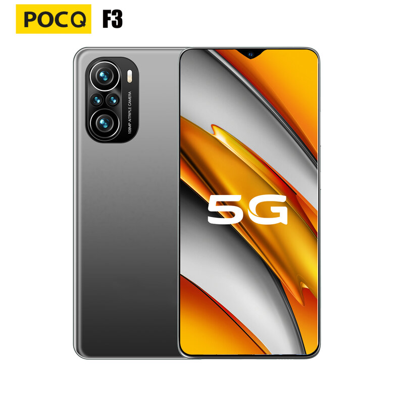 الإصدار العالمي POCQ F3 5G الهاتف الذكي 6.7 بوصة الهواتف المحمولة 12GB + 512GB andorid10 الهاتف الخليوي الهاتف المزدوج سيم بطاقة 24 + 48MP