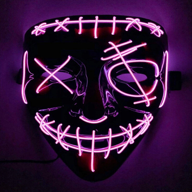 Led Light Up Mask Scary Halloween Mask Election Mascara Costume Cosplay DJ Party Purge Masks for Halloween Festival Bar Party