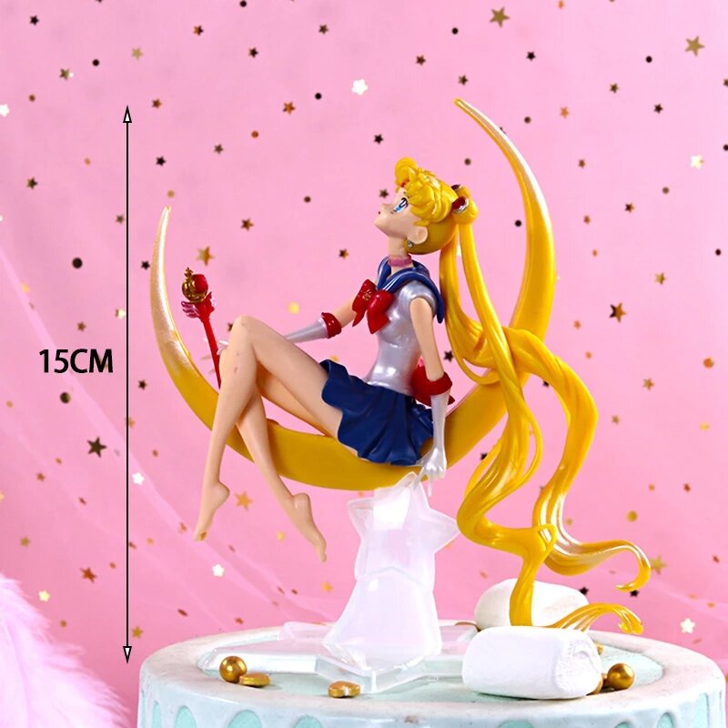 New Cartoon Anime Sailor Super Moon dolls PVC Action Figure Wings Cake Decoration Collection Model Toy Doll