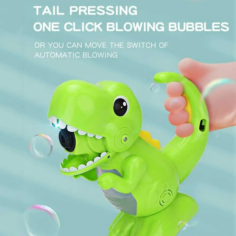 Nova máquina de bolha dinossauro automaticamente explodir voando bolha brinquedos máquina bolha elétrica seguro engraçado feliz verão ao ar livre brinquedo