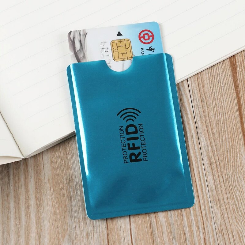Portatarjetas de aluminio y Metal, 5 uds., Anti Rfid, lector de bloqueo de colores, funda de protección para tarjetas de crédito