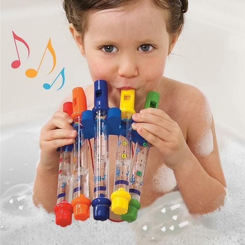 Juego de 5 unids/set de juguete de baño para bebé, flauta de agua, flautas de agua coloridas, juguetes de bañera con canciones, sonidos de música, juguete para Baby Shower