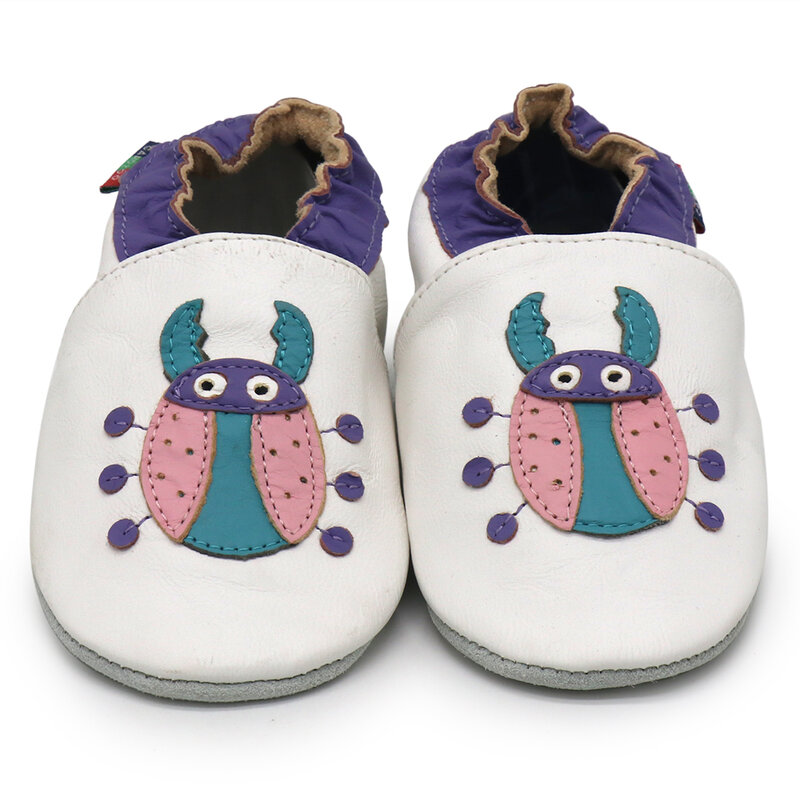 Carozoológico-novo sapato infantil de couro com sola macia de pele de carneiro, chinelos para recém-nascidos de até 4 anos