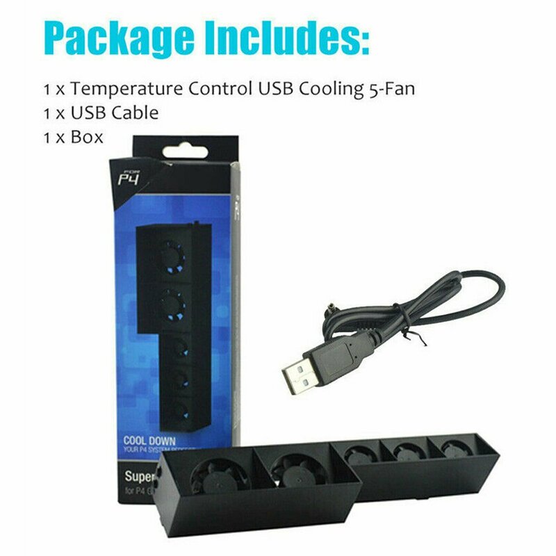 TP4-005 Smart Turbo Suhu Control USB Pendingin Cooler 5 Fan untuk Playstation 4 untuk PS4 Radiasi Fan
