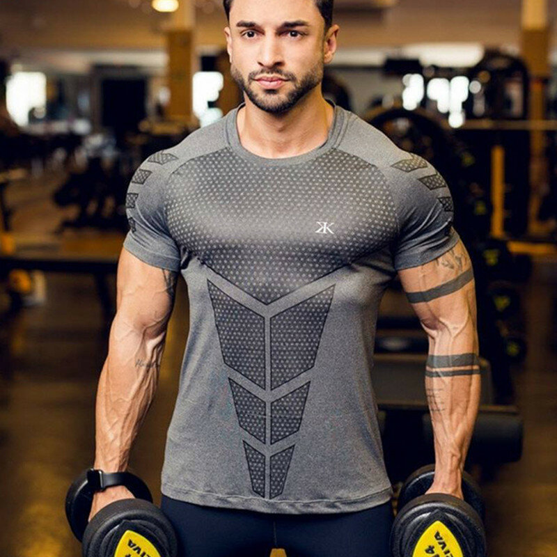 2021ใหม่ขนาดใหญ่ผู้ชายเสื้อยืดผู้ชายกีฬา Skinny Tee เสื้อชาย Gyms เสื้อยืดฟิตเนสชายเสื้อยืด