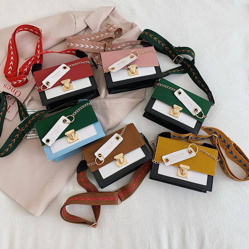 Sacs à bandoulière en cuir pour femmes, couleurs contrastées, sac à main de voyage mode Simple, sac à bandoulière pour dames, 2021