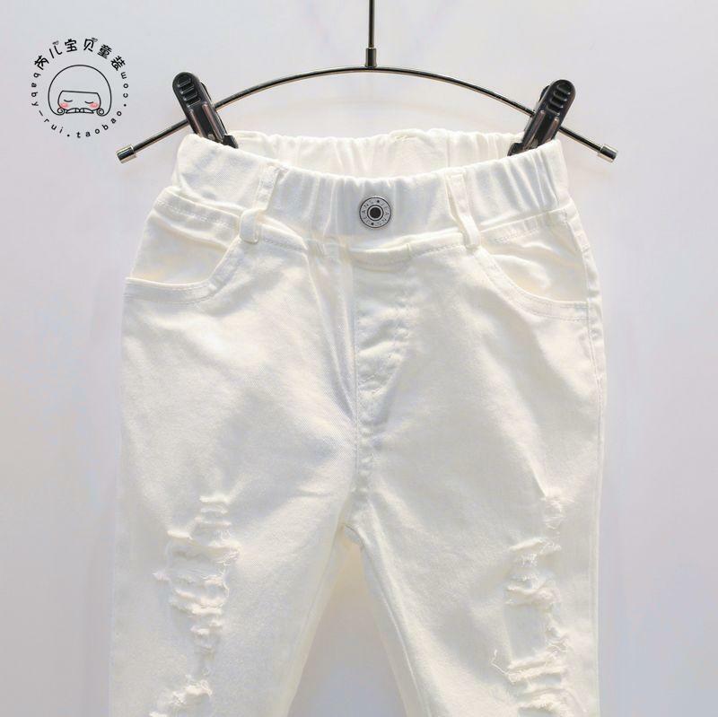 Pantalones pitillo rasgados que combinan con todo para niñas, vaqueros, vestidos para niñas pequeñas, pantalones con apliques, novedad de verano 2020